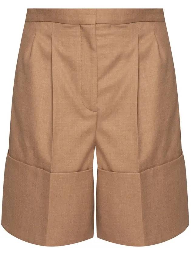 Wide Turn-Up Pintuck Wool Shorts Brown - BURBERRY - BALAAN 1