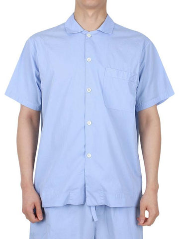 Poplin Pajamas Overfit Short Sleeve Shirt SWE SB - TEKLA - BALAAN 1