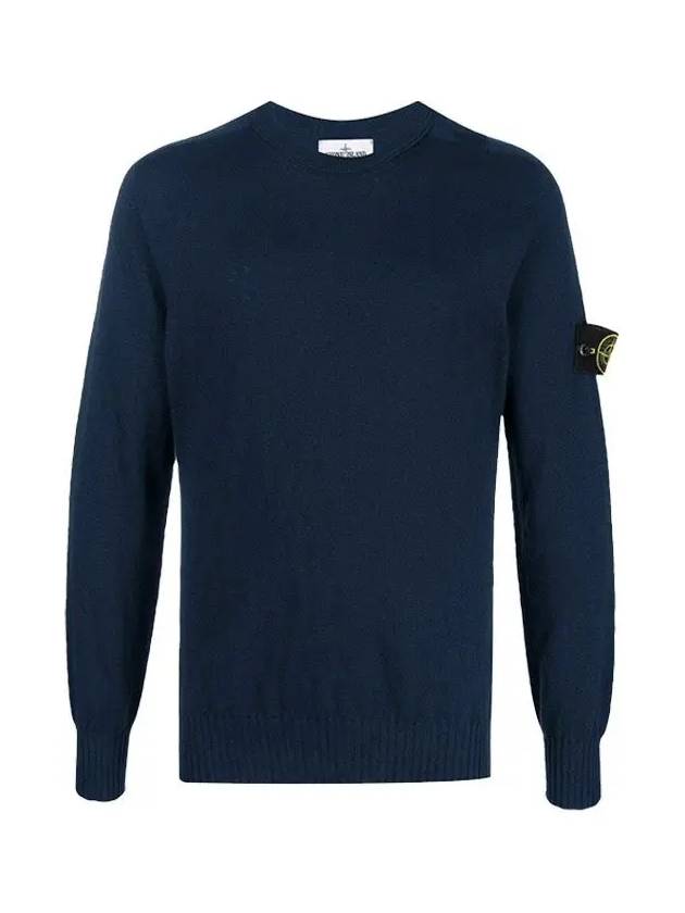 Men's Wappen Patch Crew Neck Knit Top Navy - STONE ISLAND - BALAAN 3