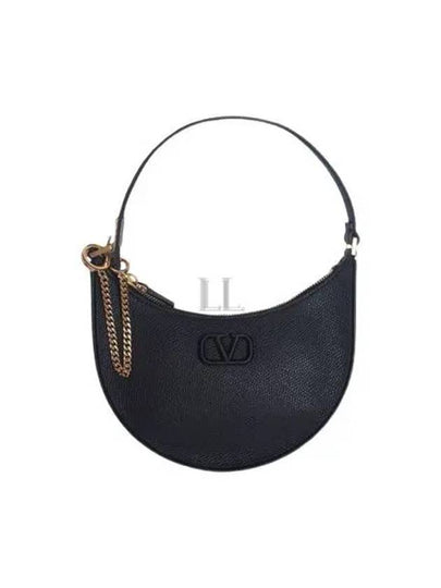 Women's V Logo Signature Calfskin Mini Hobo Shoulder Bag Black - VALENTINO - BALAAN 2