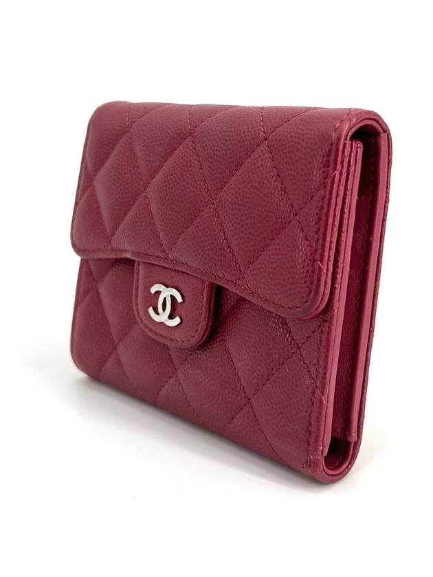 Classic caviar silver logo flap bi fold wallet - CHANEL - BALAAN 3