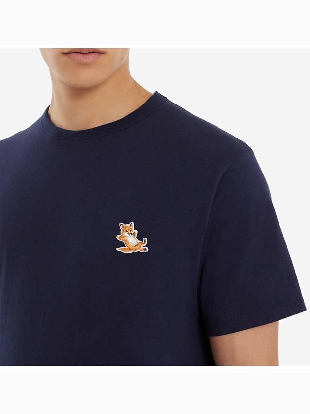 Chillax Fox Patch Classic Short Sleeve T-Shirt Navy - MAISON KITSUNE - BALAAN 7