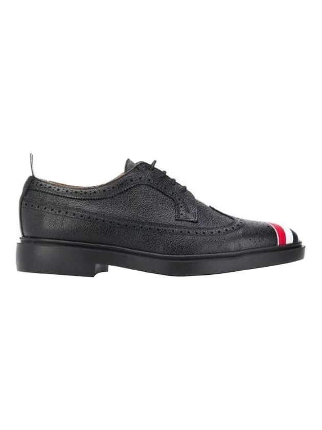 Men's Diagonal RWB Stripe Long Wing Brogue Black - THOM BROWNE - BALAAN.