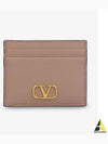 V Logo Signature Card Wallet Rose Cannelle - VALENTINO - BALAAN 2