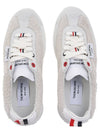 Tech Runner Shearling Suede Low Top Sneakers White - THOM BROWNE - BALAAN 7