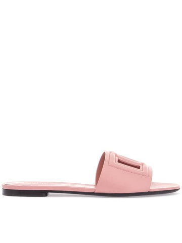 flat slipper in pink calfskin with embossed dg logo - DOLCE&GABBANA - BALAAN 1