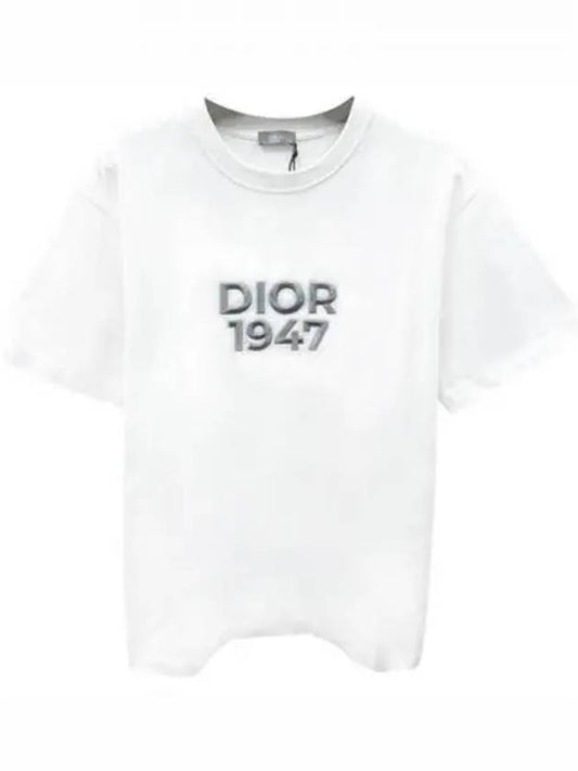 Logo embroidery casual short sleeved T shirt white men s 271895 - DIOR - BALAAN 1