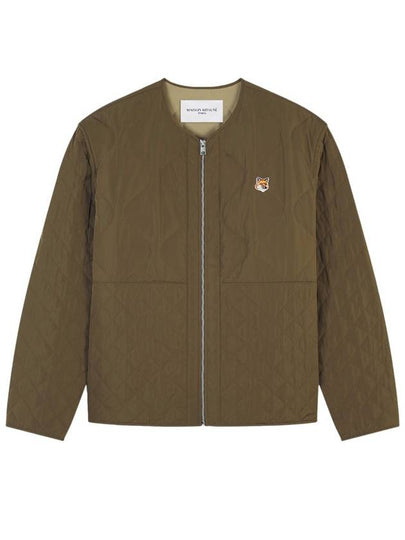 Institutional Fox Head Quilted Nylon Zip-Up Jacket Khaki - MAISON KITSUNE - BALAAN 2