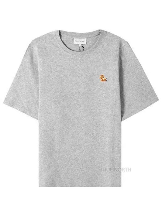 Chillax Fox Patch Regular Short Sleeve T-Shirt Grey - MAISON KITSUNE - BALAAN 2