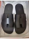 Men s Izmir Sandals Black Leather Slippers H231913ZH - HERMES - BALAAN 3