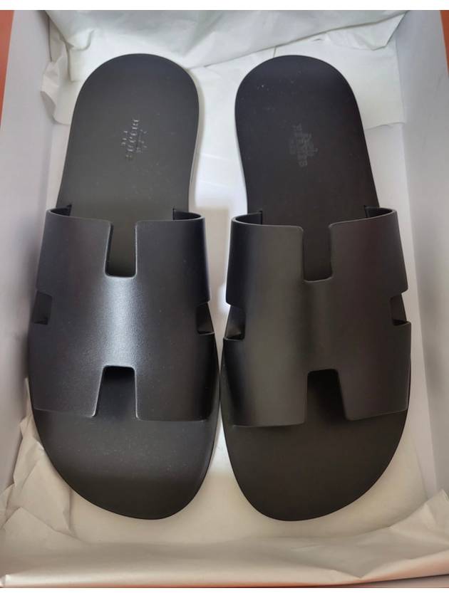 Men s Izmir Sandals Black Leather Slippers H231913ZH - HERMES - BALAAN 3