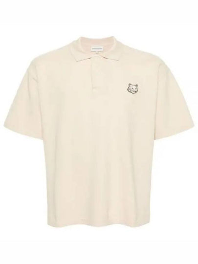 Bold Fox Head Patch Oversized Polo Shirt Beige - MAISON KITSUNE - BALAAN 2