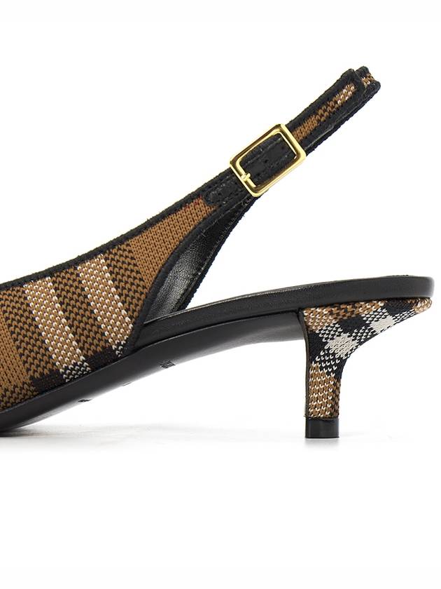 Women's Check Pattern Slingback Heels Brown - BURBERRY - BALAAN 9