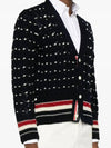 Donegal Cable Classic Wool Cardigan Navy - THOM BROWNE - BALAAN 4