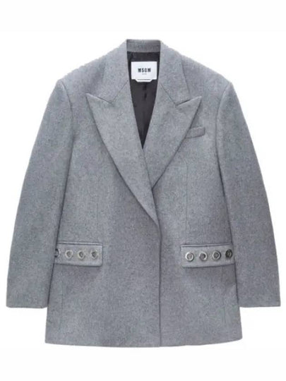 Structured Wool Studs Suit Jacket Grey - MSGM - BALAAN 2