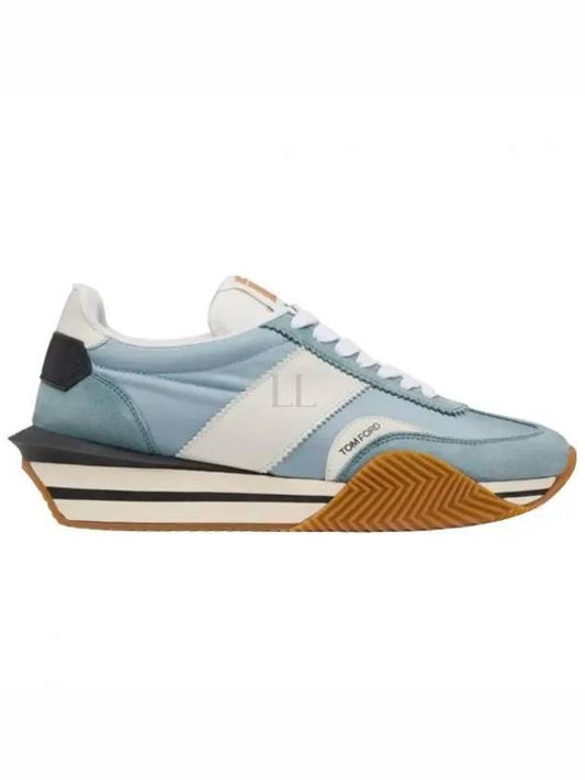 James Suede Lycra Low Top Sneakers Light Blue Cream - TOM FORD - BALAAN 2