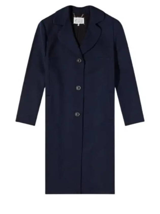 Signature Stitch Wool Single Coat Navy - MAISON MARGIELA - BALAAN 2