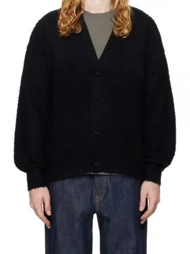 BRUSHED WOOL CASHMERE SILK KNIT CARDIGAN BLACK A24AC01WK - AURALEE - BALAAN 1