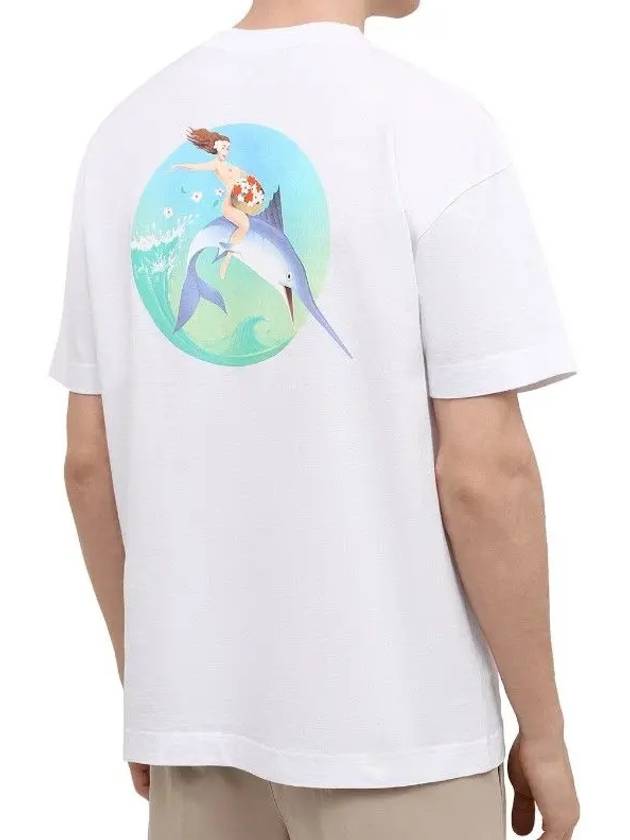 Graphic Printed Short Sleeve T-Shirt White - PALM ANGELS - BALAAN 3