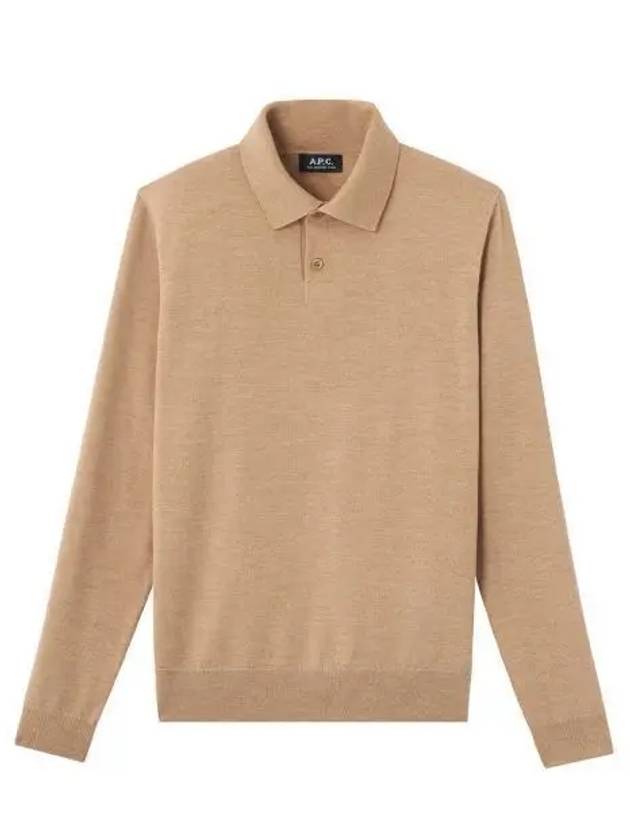 Men's Jerry Wool Long Sleeve Polo Shirt Beige - A.P.C. - BALAAN 2