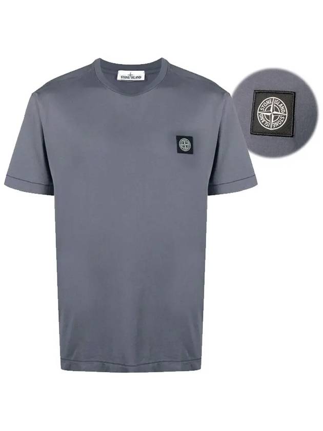 Logo Patch Short Sleeve T-Shirt Blue Grey - STONE ISLAND - BALAAN 3