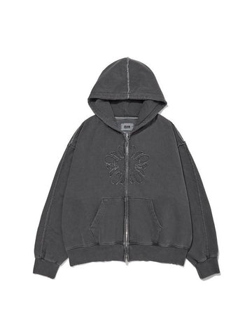 Mugung Vintage Two-Way Zip-Up Hoodie Charcoal - ULKIN - BALAAN 1