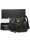 Women s A93850 Drawstring Studded Black Leather Small Bucket Bag Tote and Shoulder - CHANEL - BALAAN 10