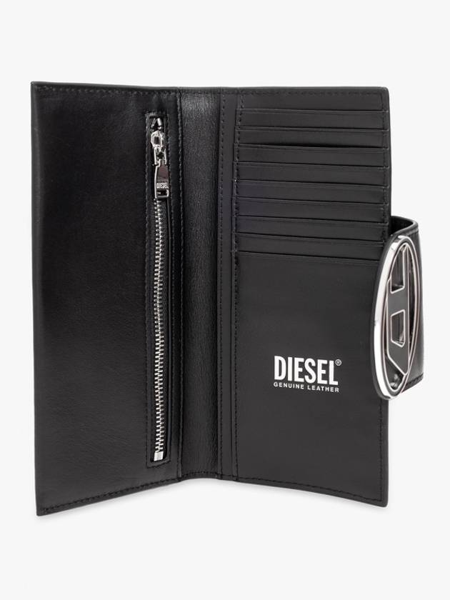 Julie D Logo Leather Long Wallet Black - DIESEL - BALAAN 3