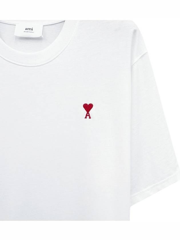 Small Heart Logo Boxy Fit Short Sleeve T-Shirt White - AMI - BALAAN 5