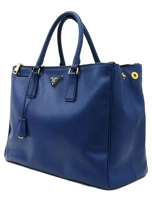 BN1786 SAFFIANO LUX NERO blue gold logo tote bag - PRADA - BALAAN 3