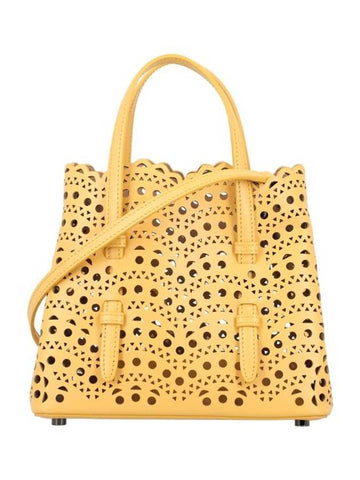 Mina 20 Vienne Wave Lux Calfskin Tote Bag Yellow - ALAIA - BALAAN 1