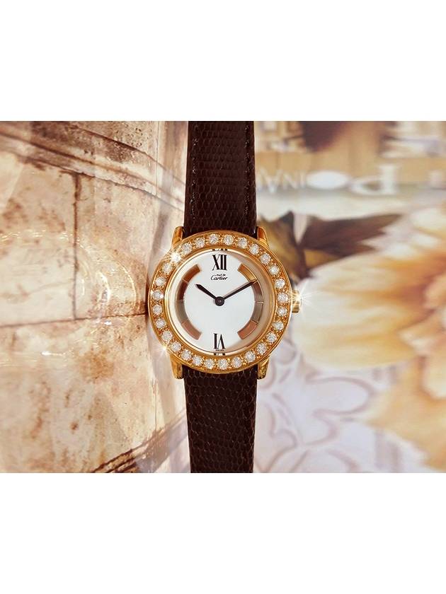 Ronde Big Diamond Trinity Dial 18K Gold Plated Women s Quartz Watch - CARTIER - BALAAN 4