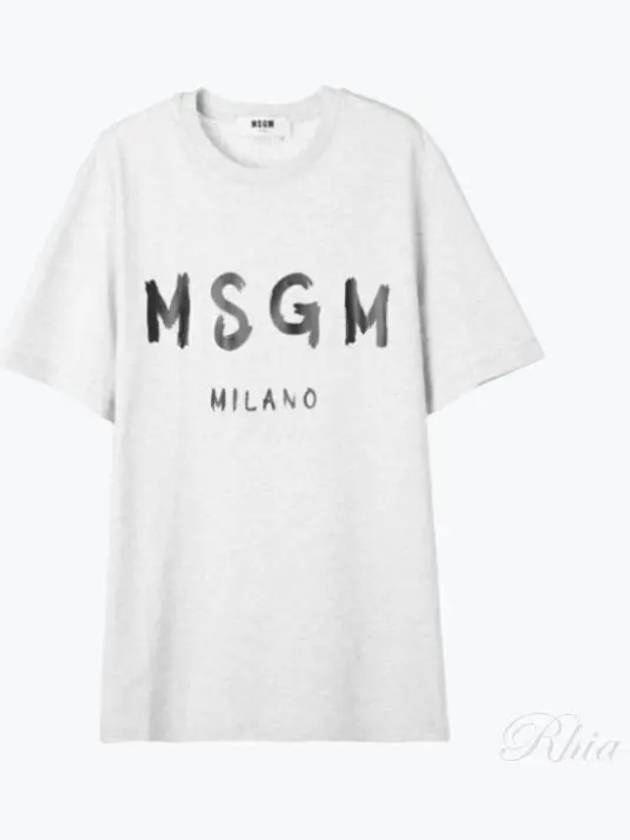 Women's Logo Print Short Sleeve T-Shirt Grey - MSGM - BALAAN 2