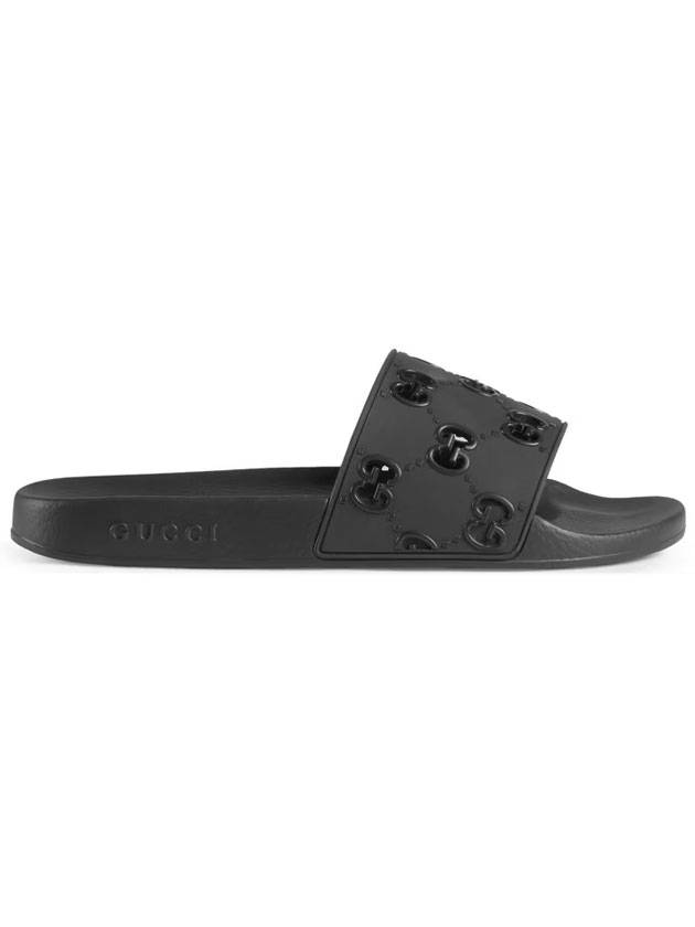 Rubber GG Slippers Black - GUCCI - BALAAN 1