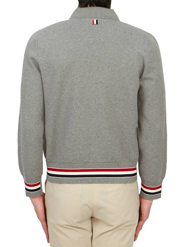 Textured Striped Cotton Bomber Jacket Grey - THOM BROWNE - BALAAN 3