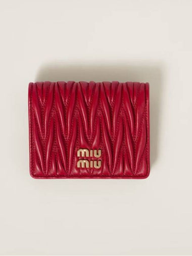 Matelasse Half Wallet Card Red - MIU MIU - BALAAN 1