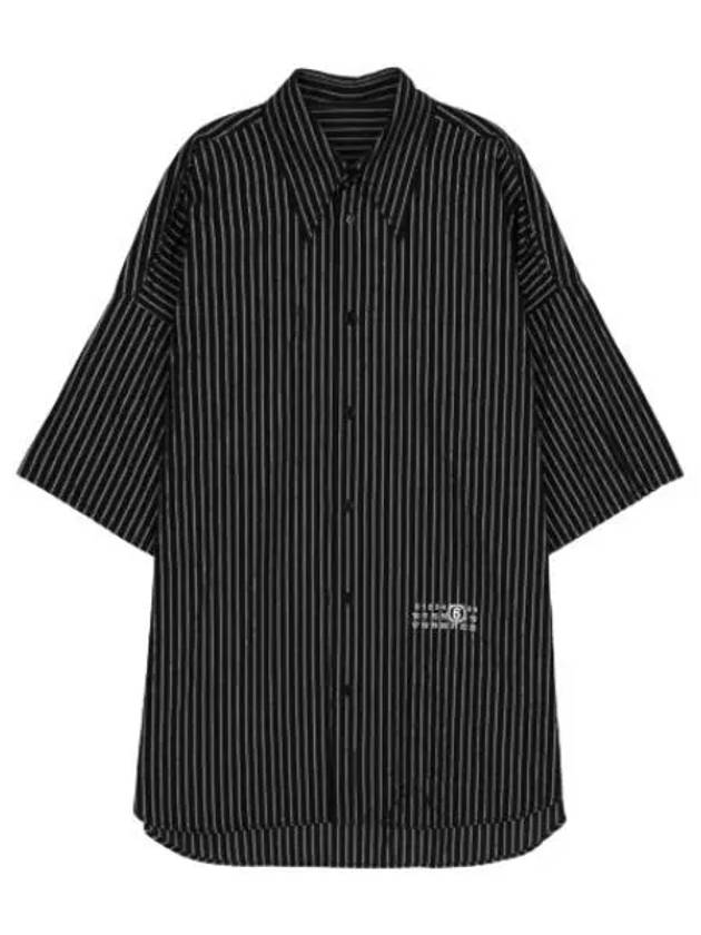 MM6 Oversized Striped Shirt Black - MAISON MARGIELA - BALAAN 1