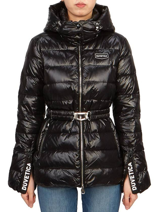 Women s goose down padded jacket Pigna belted hoodie VDDJ25235 BKS - DUVETICA - BALAAN 2