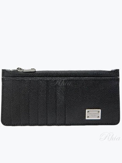 Logo Tag Calfskin Card Wallet Black - DOLCE&GABBANA - BALAAN 2