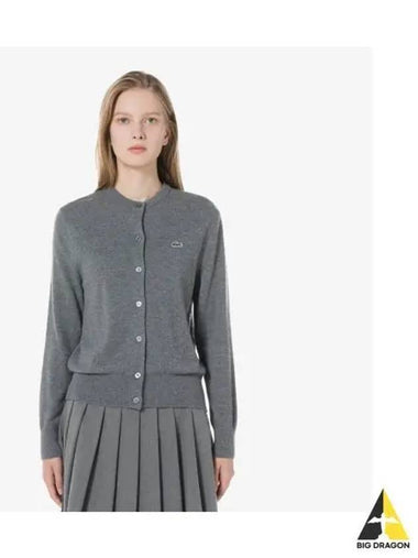 Women s Basic Crew Neck Cardigan Gray - LACOSTE - BALAAN 1