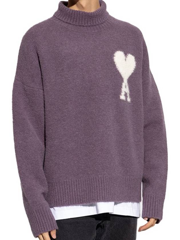 Alpaca Wool Blend Turtleneck Lilac - AMI - BALAAN 4