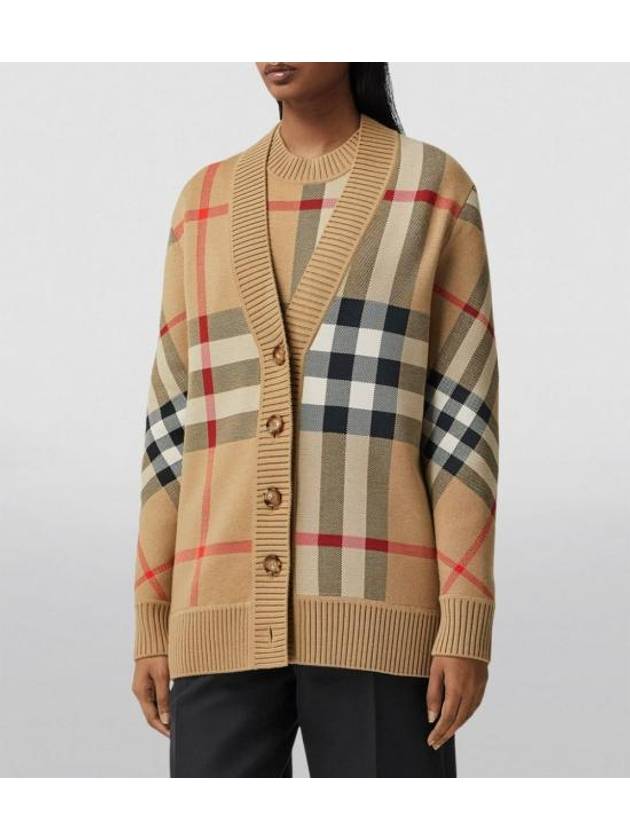 Check Technical Wool Jacquard Cardigan Archive Beige - BURBERRY - BALAAN 7