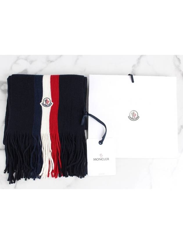 Three Stripes Wool Scarf Muffler - MONCLER - BALAAN 2