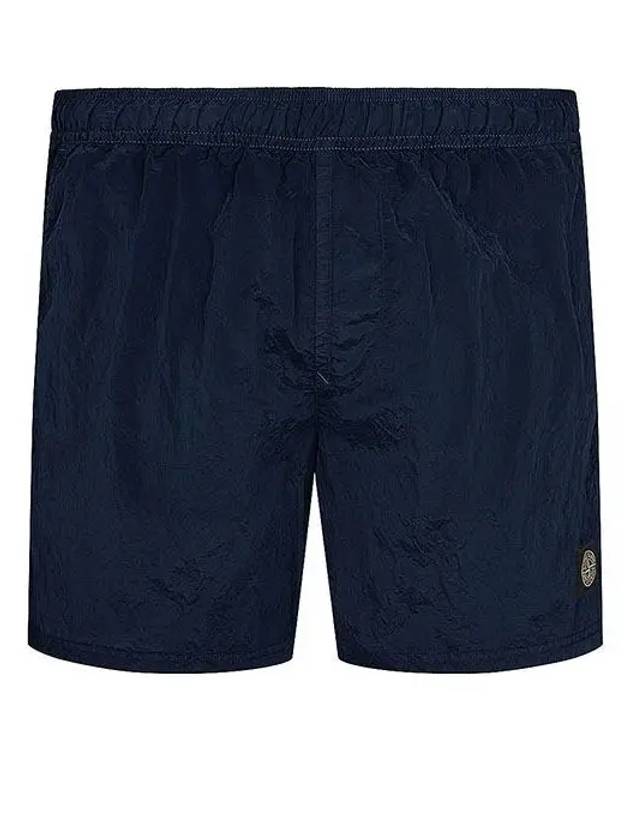 garment-dyed nylon metal logo swim shorts Avio blue - STONE ISLAND - BALAAN.