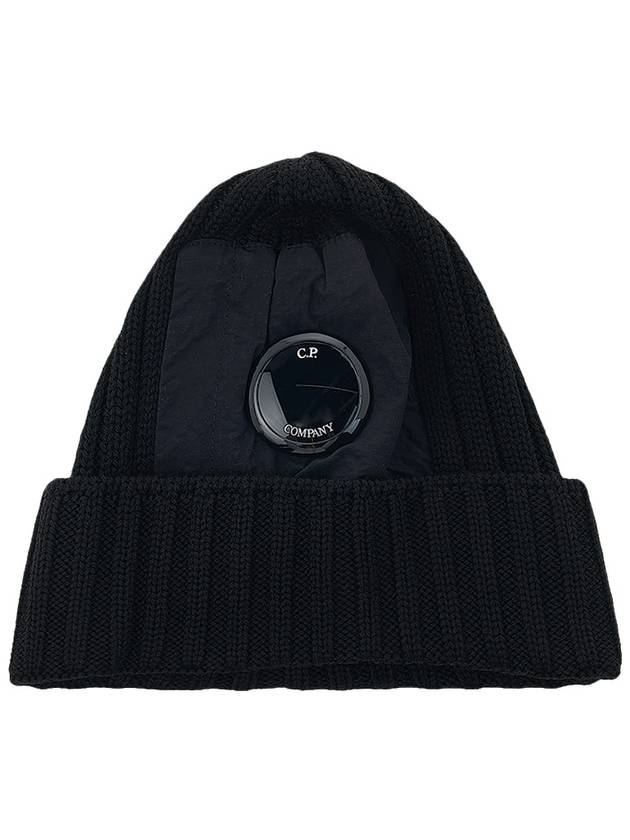 Lens Wappen Ribbed Wool Beanie Black - CP COMPANY - BALAAN 11