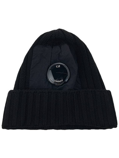 Lens Wappen Ribbed Wool Beanie Black - CP COMPANY - BALAAN 2