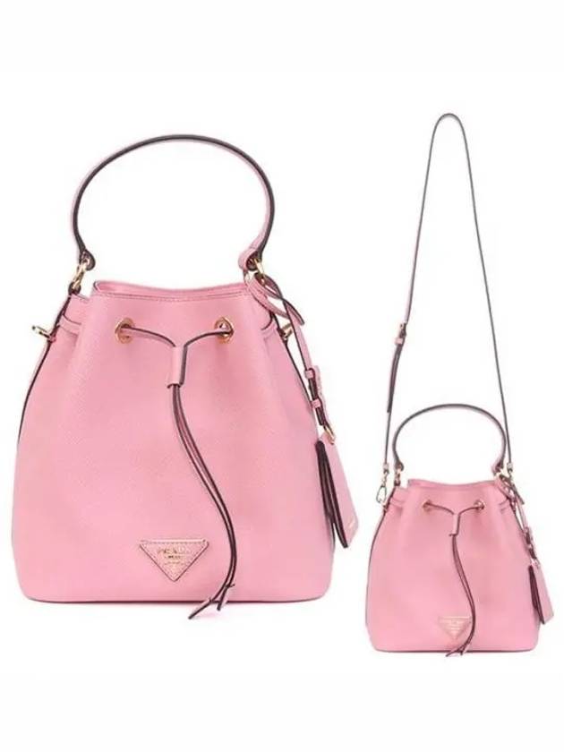 Saffiano Leather Bucket Bag Petal Pink - PRADA - BALAAN 2