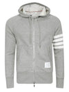 Engineered 4 Bar Diagonal Zip Up Hoodie Light Grey - THOM BROWNE - BALAAN 2