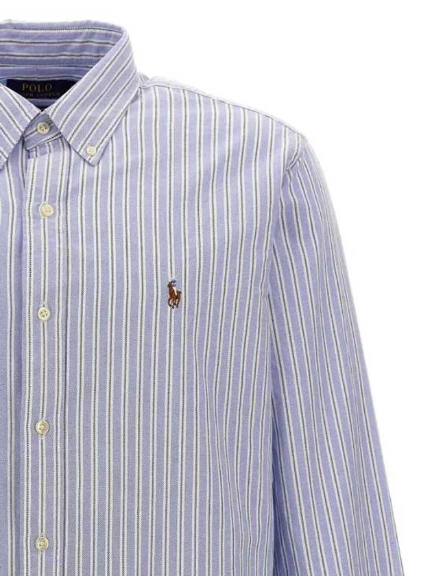 Embroidery Logo Striped Long Sleeve Shirt Light Blue - POLO RALPH LAUREN - BALAAN 4