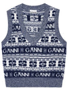 Logo Wool Mix Vest Knit Top Sky Captain - GANNI - BALAAN 2